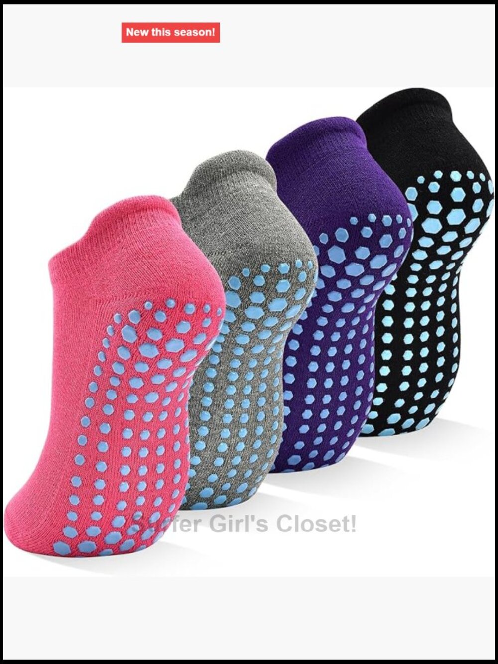 Non Slip Yoga Pilates Socks with Grips - 4 Pairs